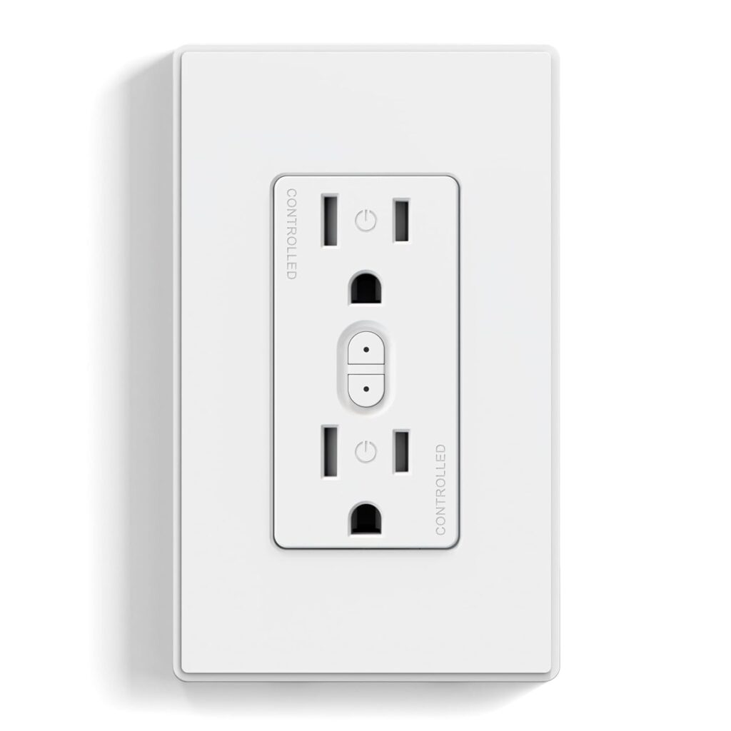 ELEGRP Smart in-Wall Outlet, 2.4GHz Wi-Fi Smart Receptacle Compatible with Alexa and Google Assistant, Tamper Resistant, 2 Individually Controlled Outlets, No Hub Required, UL Listed, Black, 6 Pack