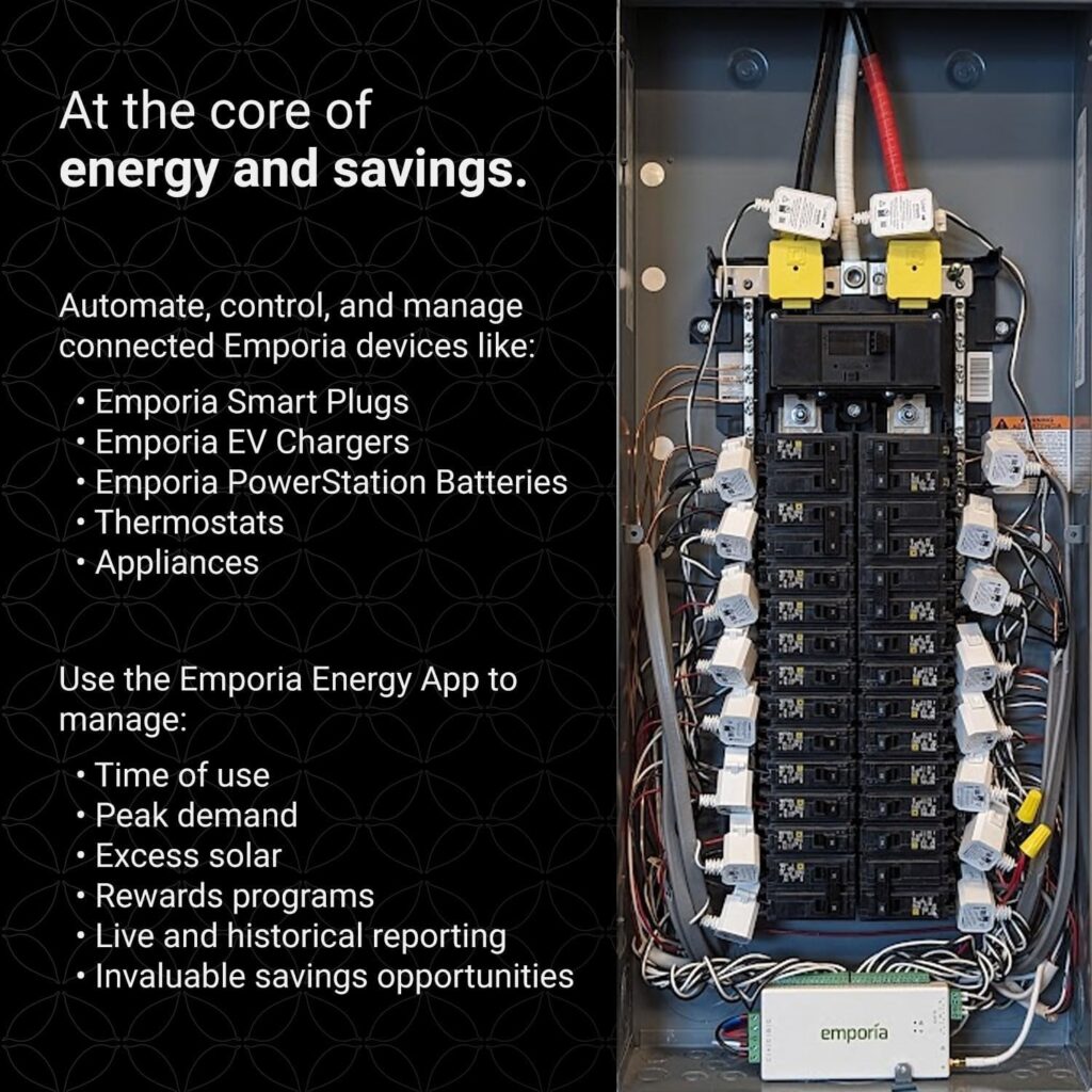 Emporia Gen 3 Smart Home Energy Monitor with 16 50A Circuit Level Sensors | Home Energy Automation and Control | Real Time Electricity Monitor/Meter | Solar/Net Metering