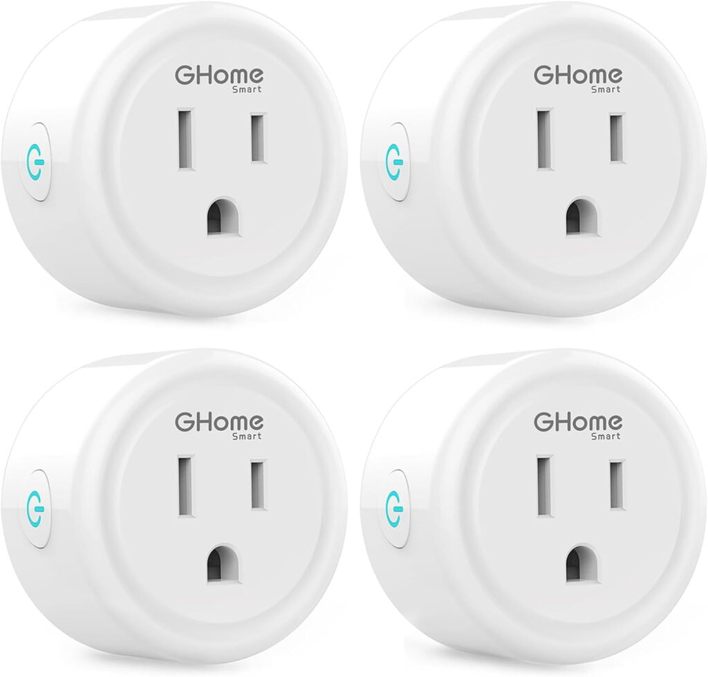 GHome Smart Mini Smart Plug, WiFi Outlet Socket Works with Alexa and Google Home, Remote Control with Timer Function, Only Supports 2.4GHz Network, No Hub Required, ETL FCC Listed (4 Pack),White