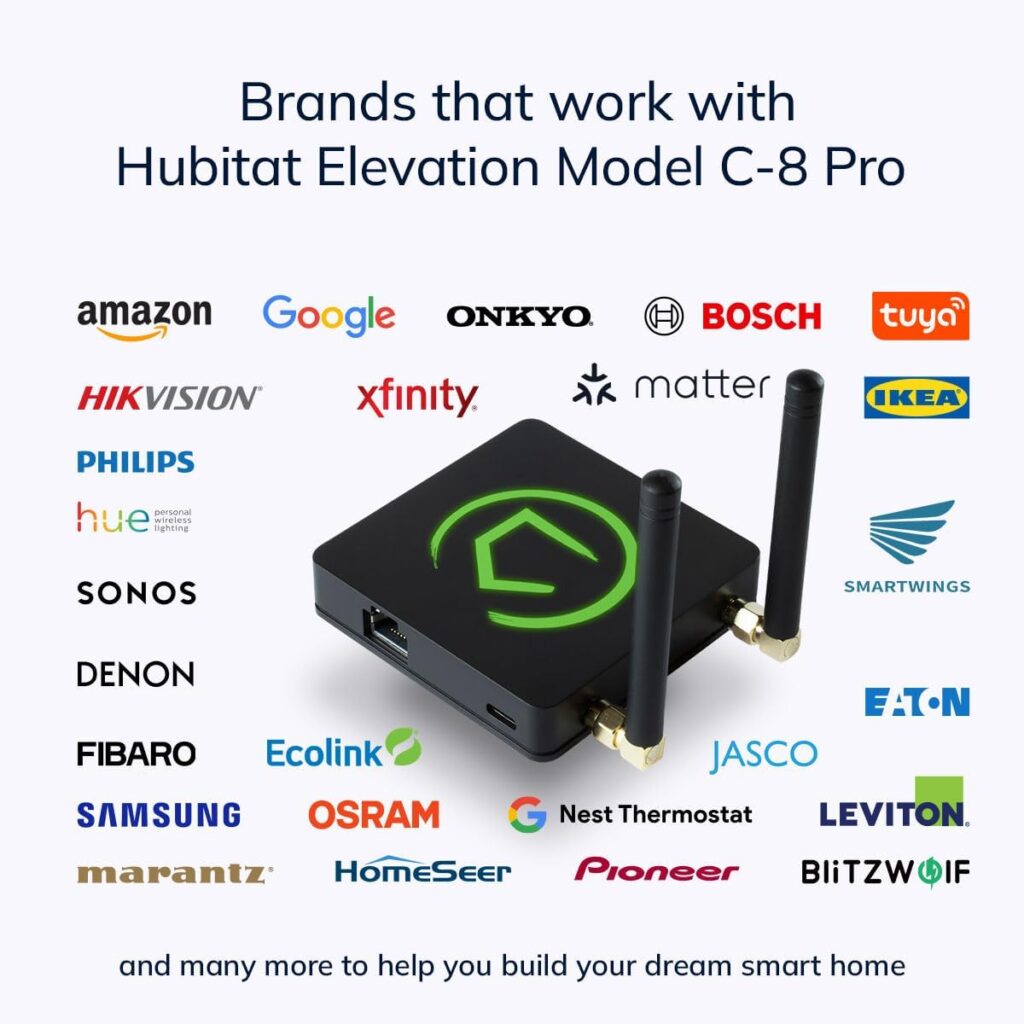 Hubitat Elevation Home Automation Hub (Model C-8 Pro) Compatible with Alexa, Apple HomeKit, Google Home, Zigbee, Z-Wave, Matter