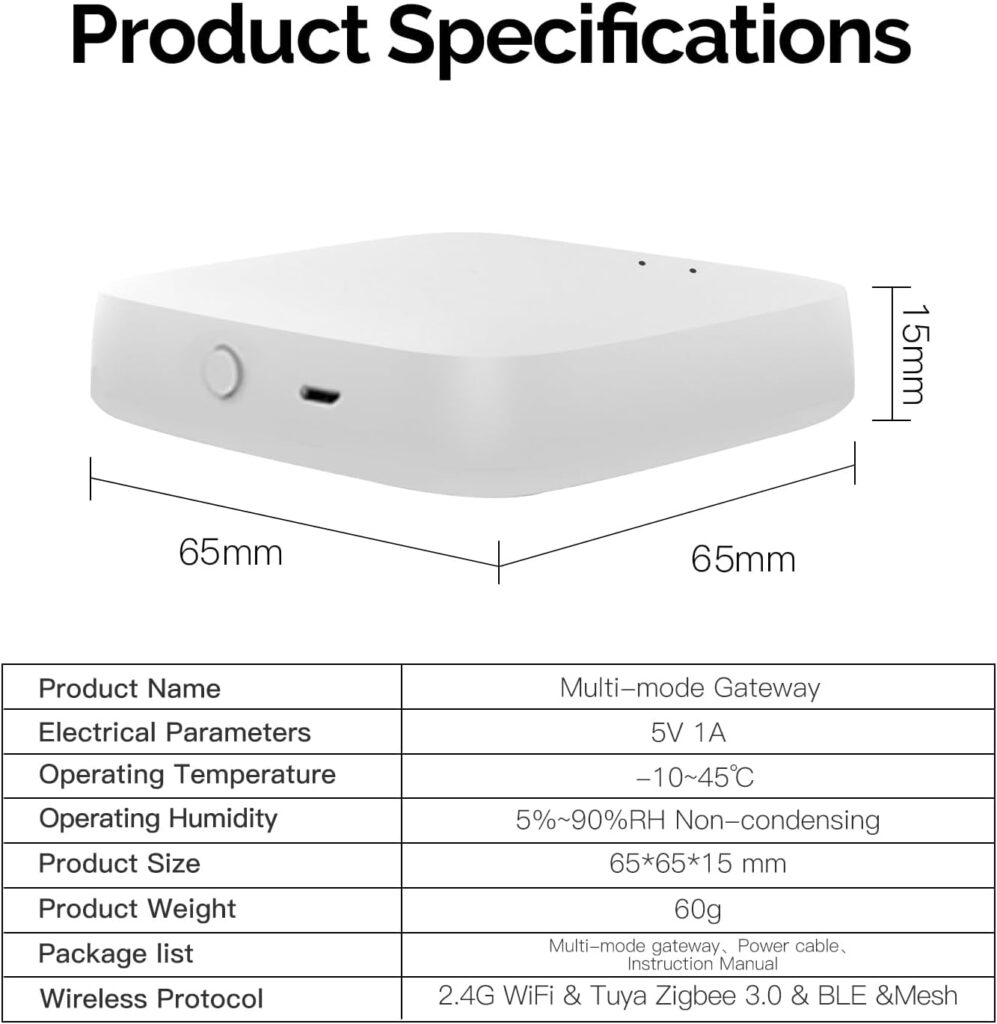 MOES ZigBee  Bluetooth  Mesh Gateway, Tuya Wireless Smart Home Bridge Hub, Only Support Tuya Smart Device Work with Smart Life/MOES App