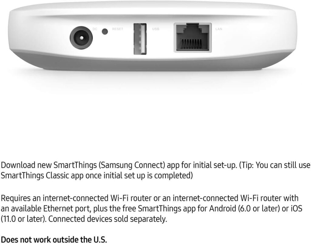 Samsung SmartThings Hub 3rd Generation [GP-U999SJVLGDA] Smart Home Automation Hub Home Monitoring Smart Devices - Alexa Google Home Compatible - White (Renewed)