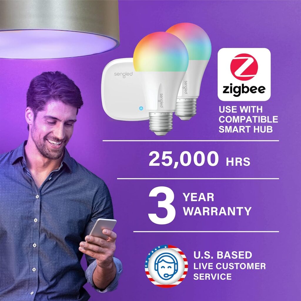 Sengled Smart Home Hub Z01-hub, Used Zigbee Smart Products Smart Bulbs, Compatible with Alexa, Google Assistance, White, 1 Pack.