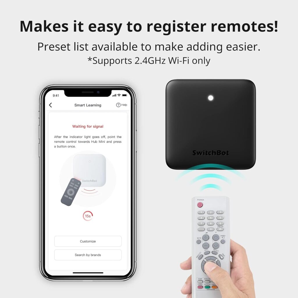 SwitchBot Hub Mini Smart Remote - IR Universal Remote, WiFi IR Blaster for TV, Air Conditioner, Compatible with Alexa, Google Home, Link SwitchBot to Wi-Fi (Support 2.4GHz)