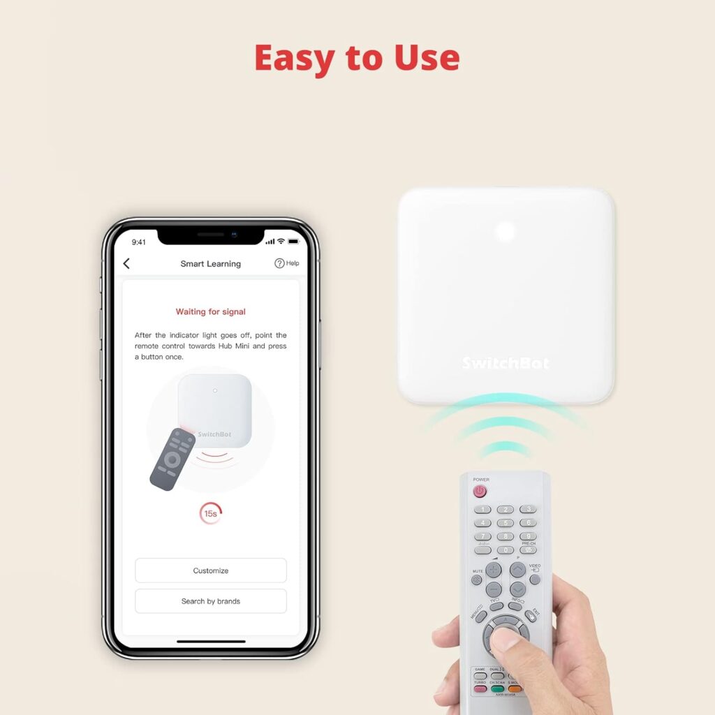 SwitchBot Hub Mini Smart Remote - IR Universal Remote, WiFi IR Blaster for TV, Air Conditioner, Compatible with Alexa, Google Home, Link SwitchBot to Wi-Fi (Support 2.4GHz)