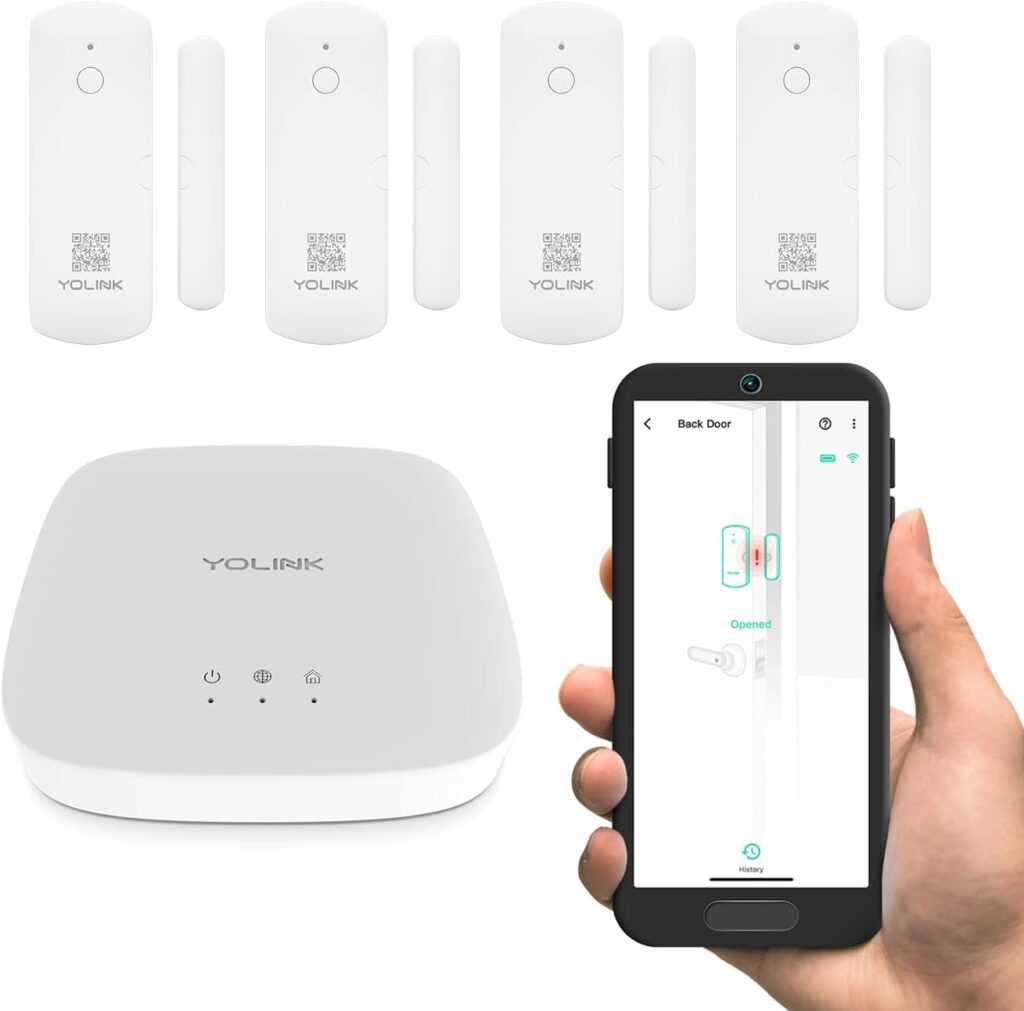 YoLink LoRa Smart Door Sensor Starter Kit: - 1/4 Mile Open-Air Range, Door Left-Open Reminders,5 Years Battery Life, SMS/Text, Email  App Alerts, Alexa, IFTTT, Home Assistant