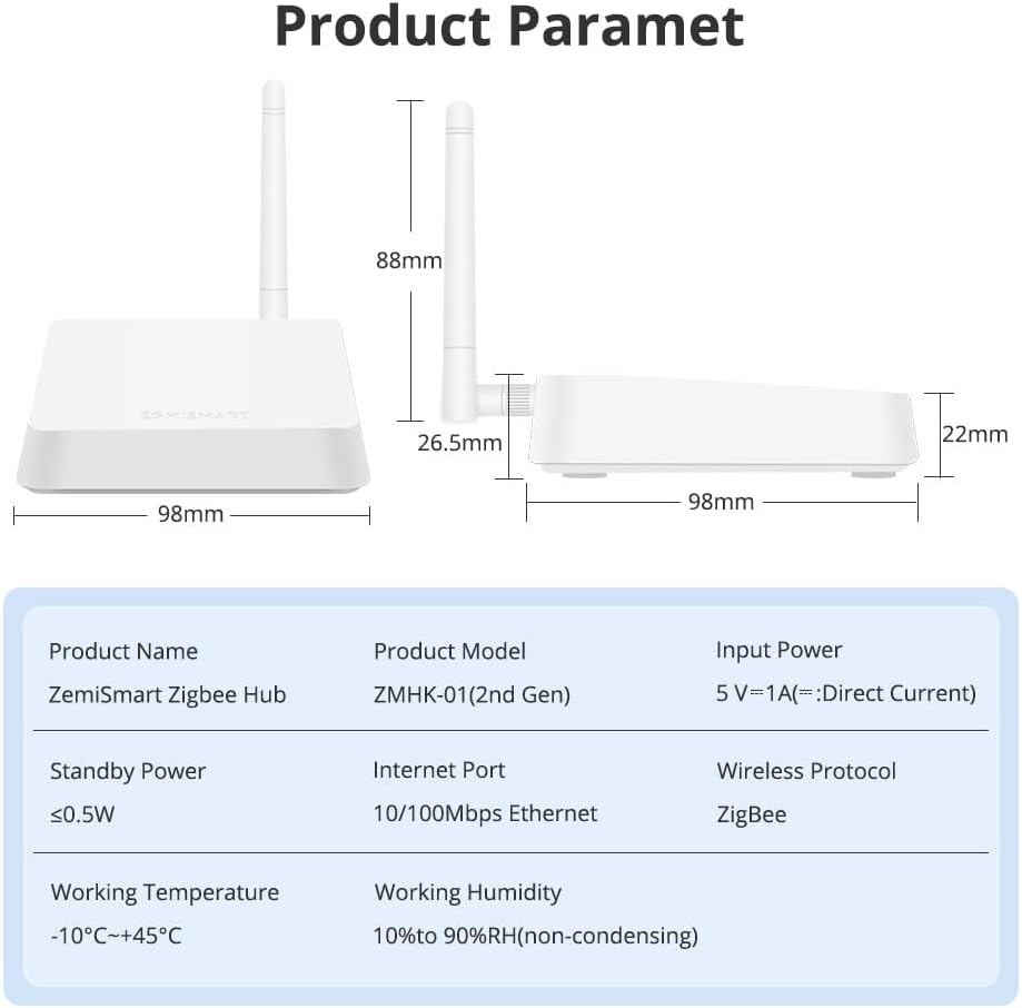 Zigbee Hub with Antenna Works with Apple Home Homekit, Wired Smart Home Automation Hub Zigbee Gateway, Compatible with Tuya Zigbee Devices