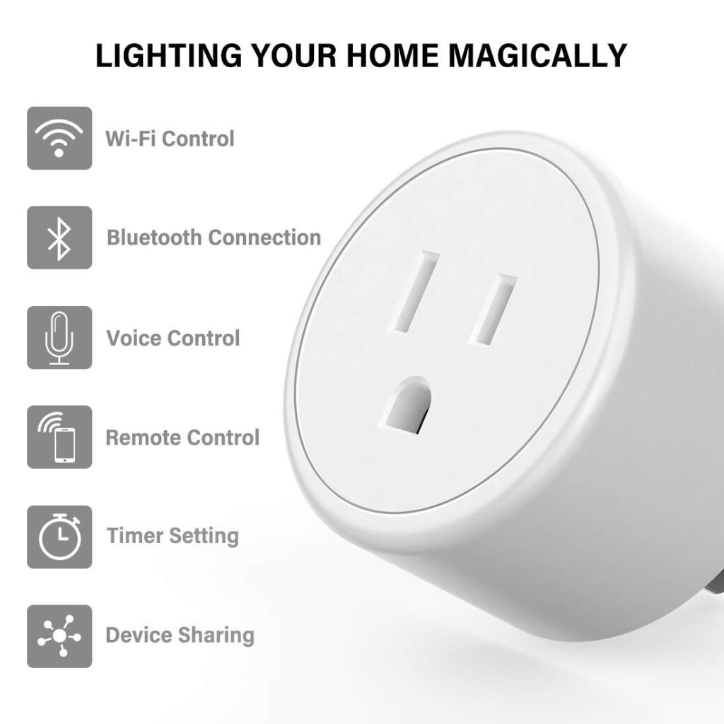 Aoycocr Smart Plug 4-Pack, Bluetooth Wi-Fi Smart Outlet for Smart Home, Remote Control Lights and Devices from Anywhere, No Hub Required, ETL Certified