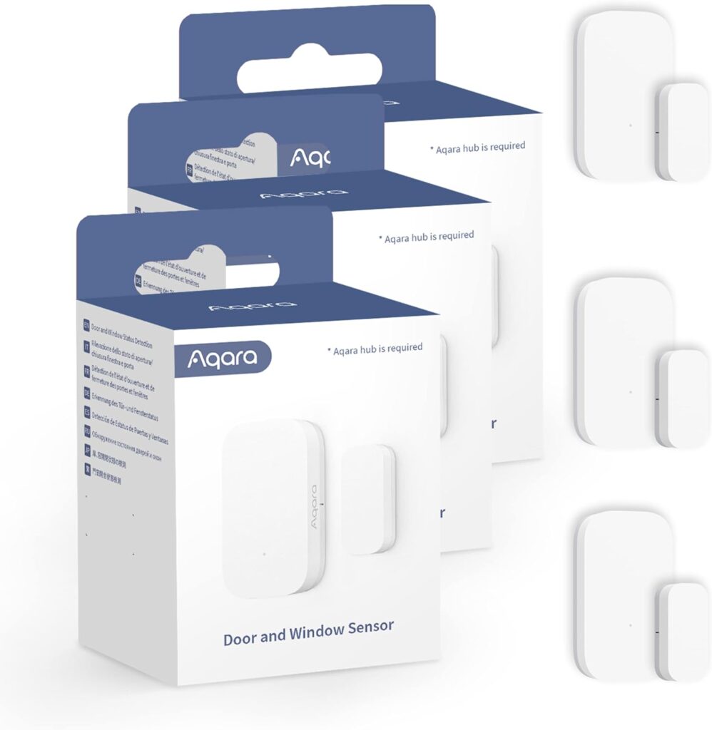 Aqara Door and Window Sensor Kit - 3 Pack, Requires AQARA HUB, Zigbee Connection, Wireless Mini Contact Sensor for Smart Home Automation, Compatible with Apple HomeKit, Alexa, Works with IFTTT