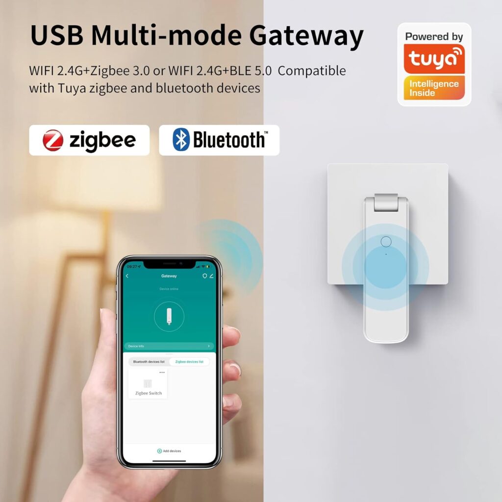 eMylo Zigbee Hub, 3 In 1 Zigbee 3.0Bluetooth5.0 Gateway, Tuya Smart Devices Work with Smart Life and Tuya APP, Compatible with Alexa, Smart Home Hub