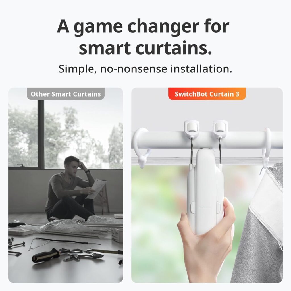 SwitchBot Smart Automatic Curtain Opener with Solar Panel - Bluetooth Remote Control with App/Timer, High-Performance Motor, Unlimited Power, Add SwitchBot Hub to Work with Alexa, Google Home, HomeKit