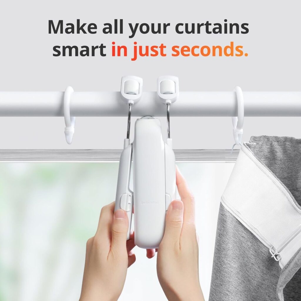 SwitchBot Smart Automatic Curtain Opener with Solar Panel - Bluetooth Remote Control with App/Timer, High-Performance Motor, Unlimited Power, Add SwitchBot Hub to Work with Alexa, Google Home, HomeKit