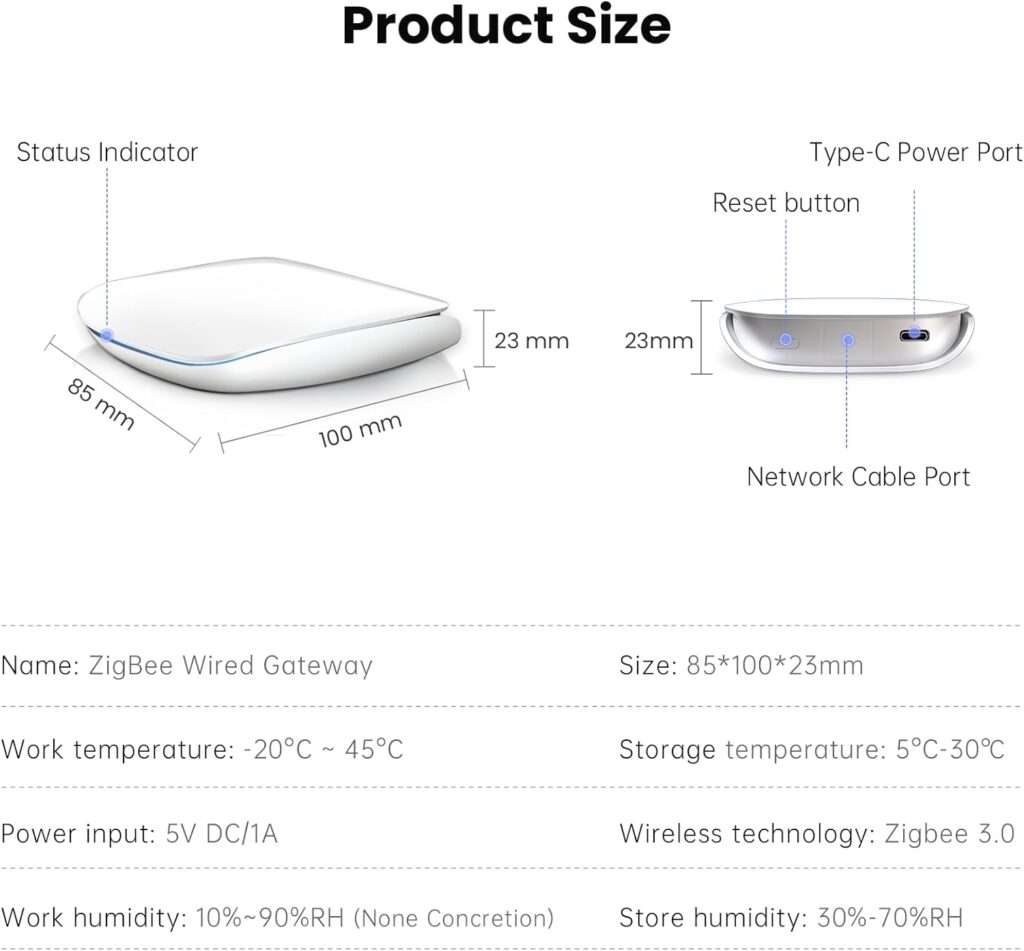 Zigbee  Bluetooth Gateway Hub Tuya 2.4 GHz WiFi Smart Home Bridge Hub Compatible with Alexa Google Home Zigbee Motion Sensor Smart Plug Smart Life APP