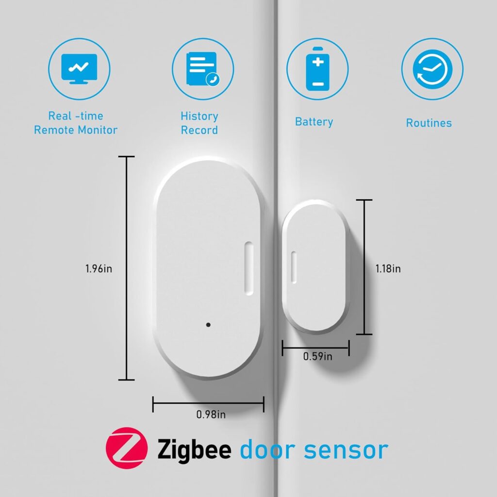 Zigbee Contact Sensor,Wireless Door and Window Sensor for Smart Home Automation with Build-in Zigbee Hub, hub Required,Compatible with Home Assistant,Hubitat and Alexa